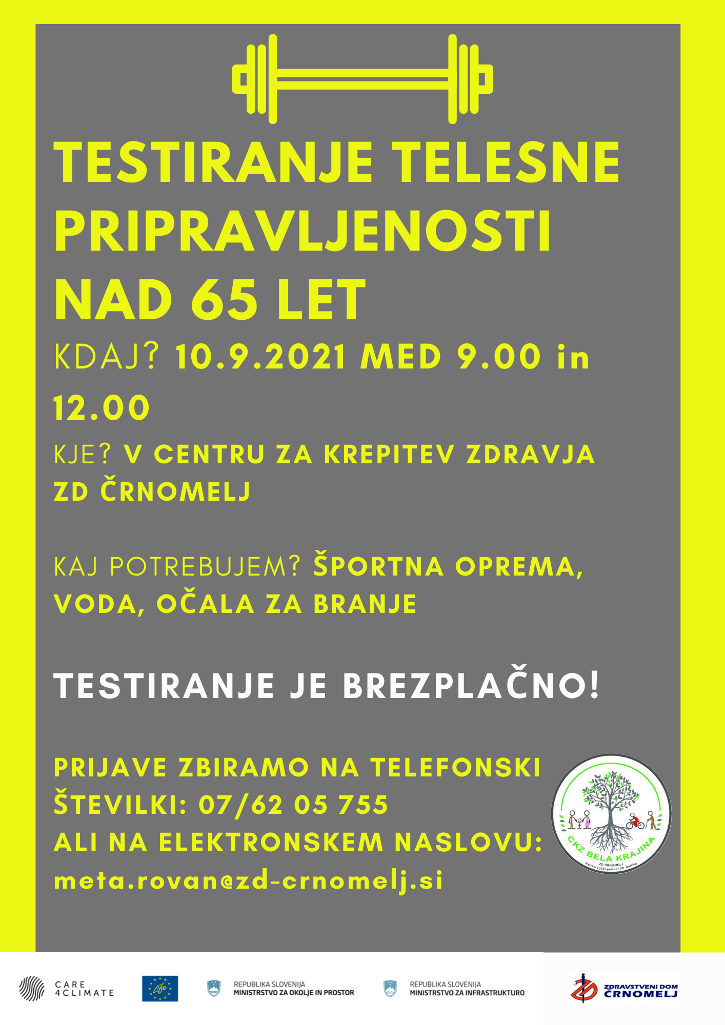 TESTIRANJE TELESNE PRIPRAVLJENOSTI NAD 65 LET