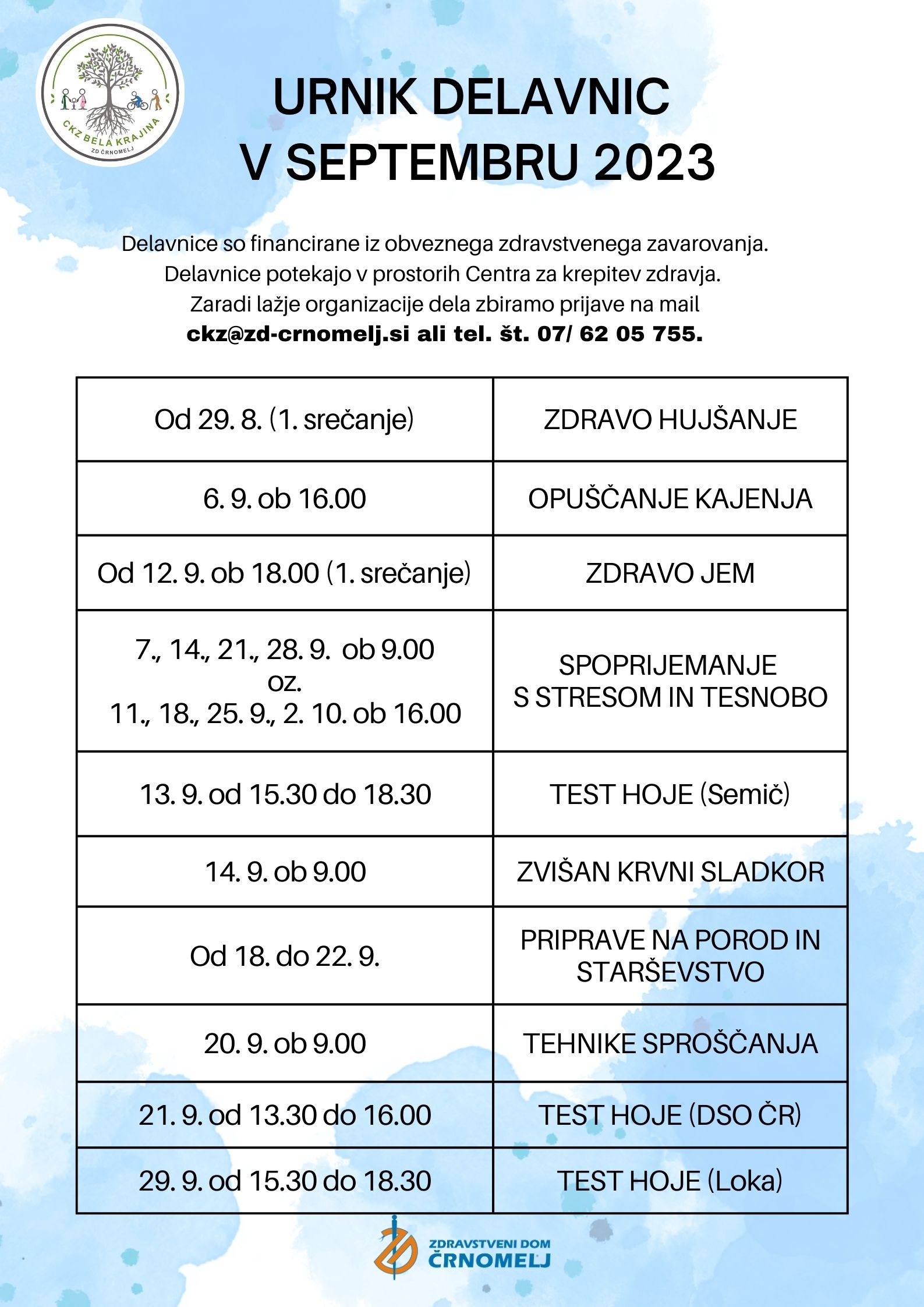Urnik delavnic v septembru 2023