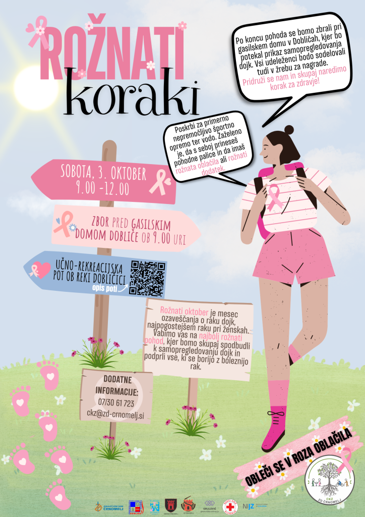 Plakat za pohod Rožnati koraki (klikni za PDF)